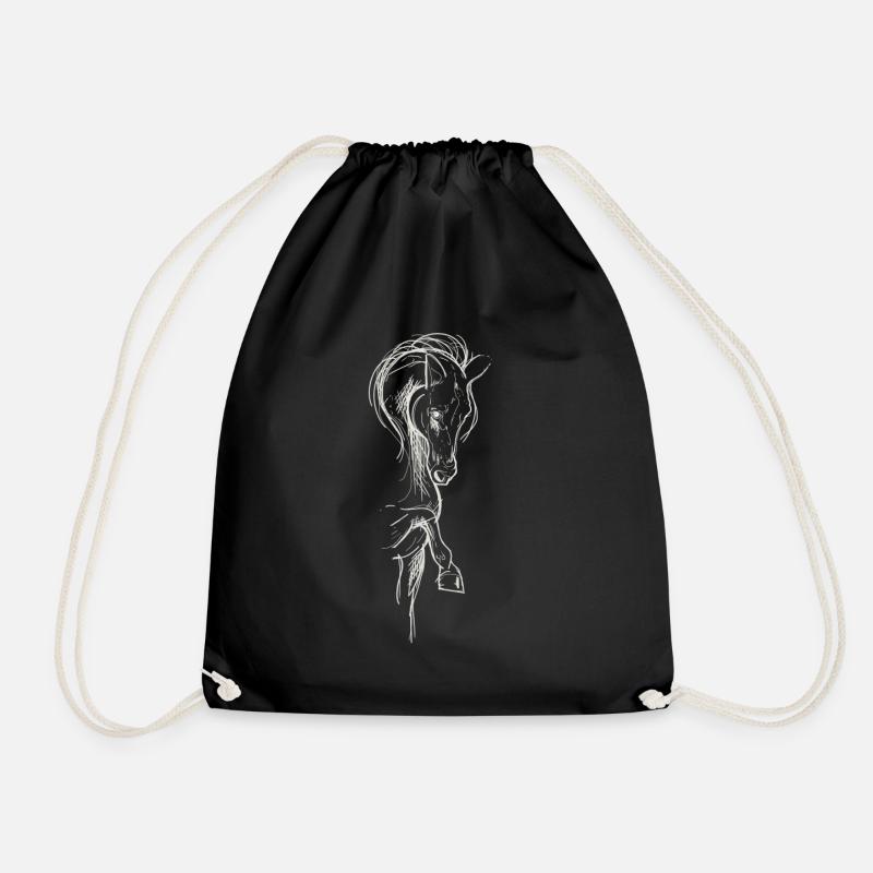 horse - Drawstring Bag - black