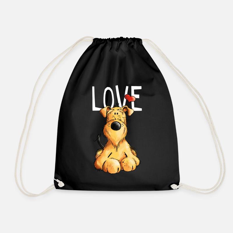 Verliebt in meinen Airedale Terrier - Geschenk - Turnbeutel - Schwarz