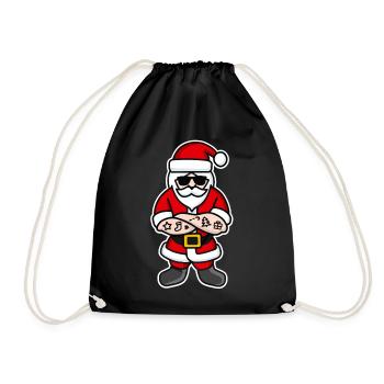 Cool Hipster Rocker Weihnachten Weihnachtsmann - Turnbeutel - Schwarz - Vorne
