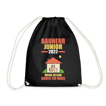 Bauherr Junior 2022 Richtfest Hausbau - Turnbeutel - Schwarz - Vorne