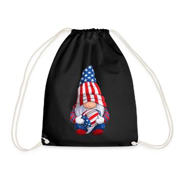 Patriotic Football Gnome 4th of July US Flag - Drawstring Bag - black - Front