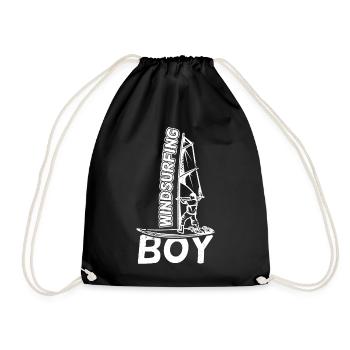 Funny windsurfer boy - Drawstring Bag - black - Front