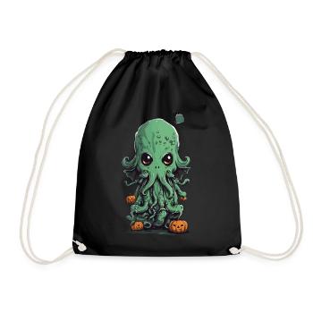 Cute Kawaii Cthulhu Halloween Design - Drawstring Bag - black - Front