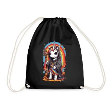 Halloween Unicorn Magician Rainbow and Spell - Drawstring Bag - black - Front