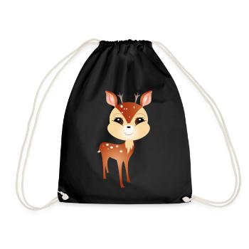 cute little roebuck with big antlers - Drawstring Bag - black - Front