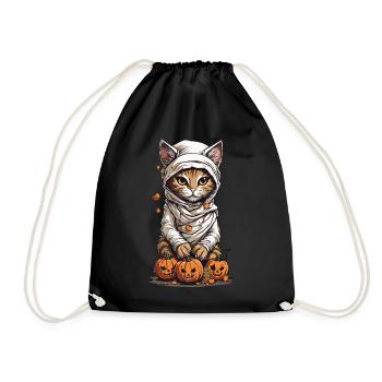 Cute Mummies Cat Halloween Cats Design - Drawstring Bag - black - Front