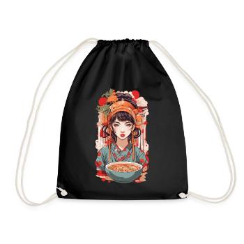 Ramen Retro Popart Japan Aesthetic Design - Drawstring Bag - black - Front