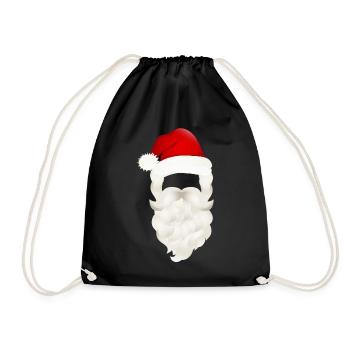 Santa Claus Santa Claus Beard and Hat - Drawstring Bag - black - Front