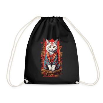 Japanische Ukiyo-E Katzen Geisha Kunst Design - Turnbeutel - Schwarz - Vorne