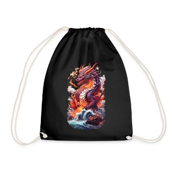 cool anime dragon fire breath manga - Drawstring Bag - black - Front