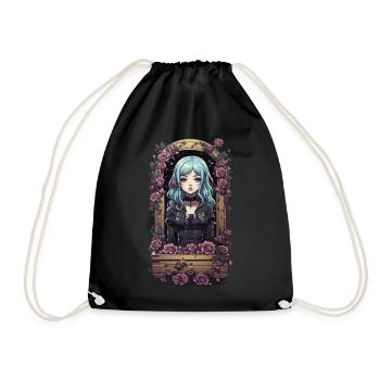 Kawaii Anime Goth Girl Vintage Design - Drawstring Bag - black - Front