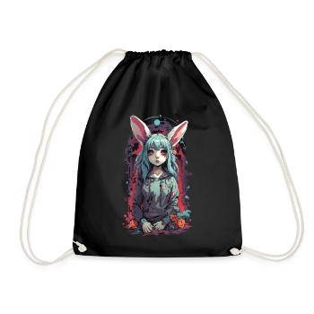 Goth Kemonomimi Bunny Anime Vaporwave Design - Sac de sport léger - noir - Devant