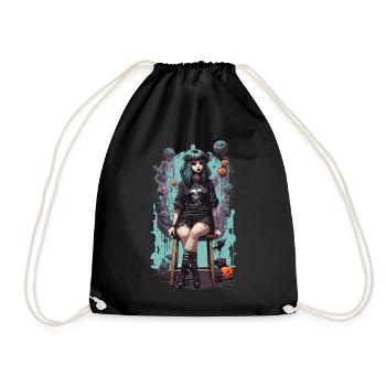 Pastel Goth Kawaii Aesthetic eGirl eBoy Design - Drawstring Bag - black - Front