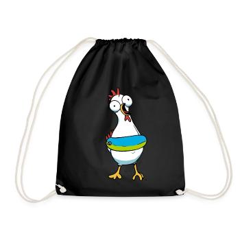 Huhn Schwimmer Schwimmring Henne Geflügel - Turnbeutel - Schwarz - Vorne