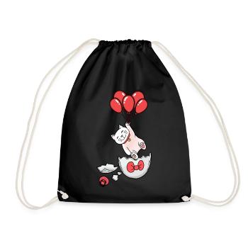 Cat Birth Baby Balloons Eggshell Hatch - Drawstring Bag - black - Front