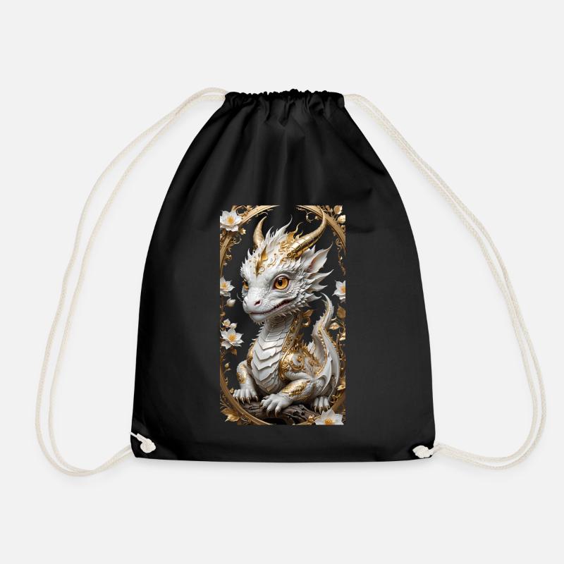 Cute Little Dragon - Drawstring Bag - black