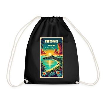 Parotonga Cook Islands Vintage Sun - Drawstring Bag - black - Front