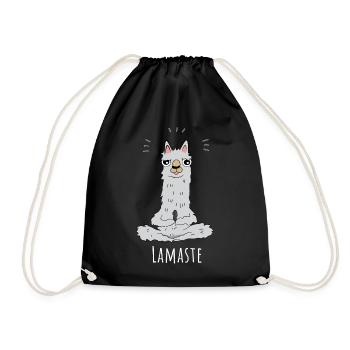 Sommer Yoga Trend Cooler Spruch Lamaste Yogi Lama - Turnbeutel - Schwarz - Vorne