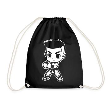 Cartoon Kickboxer - Drawstring Bag - black - Front