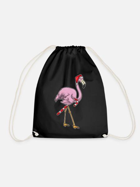 Flamingo Weihnachten Zuckerstange - Turnbeutel - Schwarz