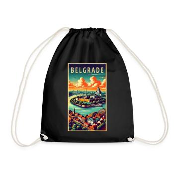Belgrad Serbien Retro Design - Turnbeutel - Schwarz - Vorne
