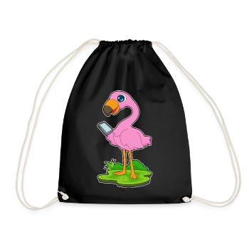Flamingo Smartphone - Turnbeutel - Schwarz - Vorne