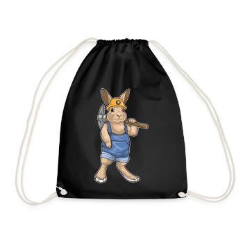 Rabbit Miner Pickaxe Mining - Drawstring Bag - black - Front