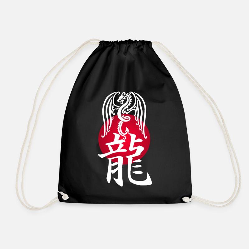 Weißer Drache aus Japan - Turnbeutel - Schwarz