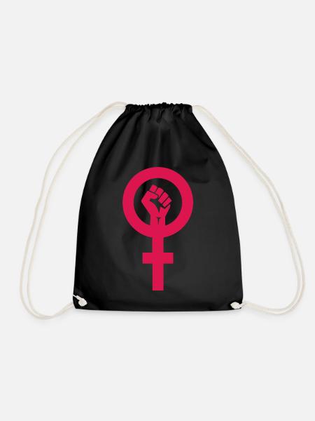 Feminismus Symbol Feministin - Turnbeutel - Schwarz