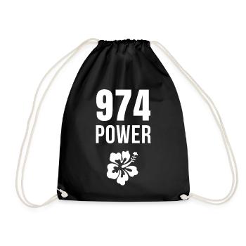 Power 974 Tropical Hibiscus - Drawstring Bag - black - Front