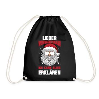 Santa Claus Christmas Time Naughty Christmas - Drawstring Bag - black - Front