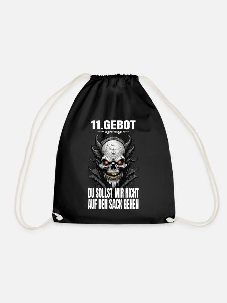 11. Gebot: Du sollst mir nicht auf den Sack gehen - Turnbeutel - Schwarz