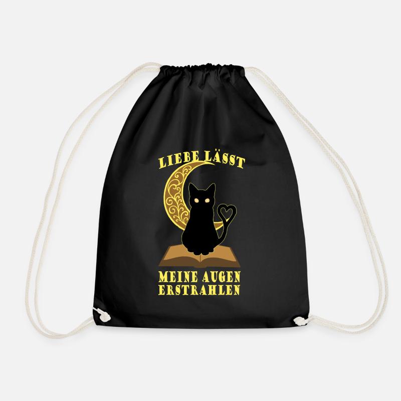 Romantische Mond Buchkatze - Turnbeutel - Schwarz