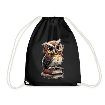 Owl Wise Stack Librarian Humor Buchclub - Turnbeutel - Schwarz - Vorne