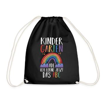 Kindergarten Ade Ich Lerne Jetzt Das ABC - Turnbeutel - Schwarz - Vorne