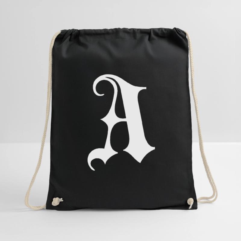 Gothic Monogram A Script Drawstring Bag