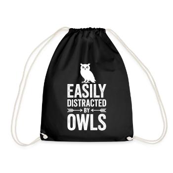 Owl Sayings Owl Funny Owls Gift - Drawstring Bag - black - Front