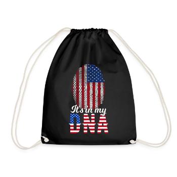 It's In My DNA American Fingerprint USA Flag - Drawstring Bag - black - Front
