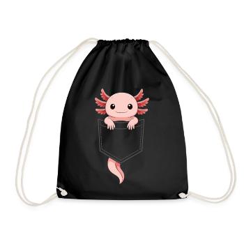 Mignon Axolotl qui sort de sa poche - Sac de sport léger - noir - Devant