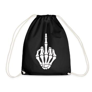 skull-hand_mittelfinger- - Turnbeutel - Schwarz - Vorne
