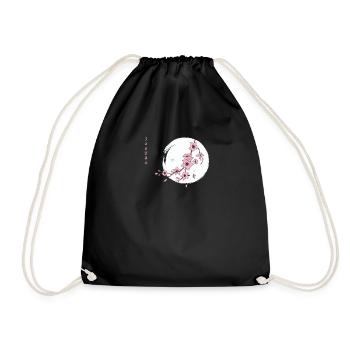 Aesthetic Japan Sakura Japanese Cherry Blossom - Drawstring Bag - black - Front