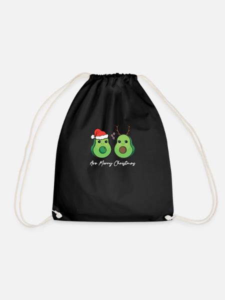 Avo Merry Christmas Fun Christmas Avocado - Drawstring Bag - black