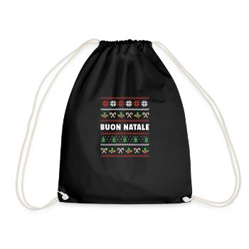 Buon Natale Christmas Sweater Candy Cane - Turnbeutel - Schwarz - Vorne