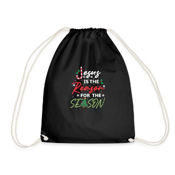 Jesus Is The Reason For The Season Candy Cane - Drawstring Bag - black - Front