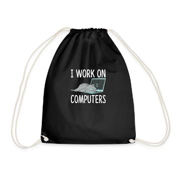 I Work On Computers Katze Informatik Kätzchen - Turnbeutel - Schwarz - Vorne