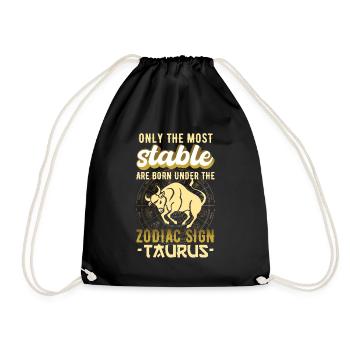 Sternzeichen Taurus Astrologie Geschenk - Turnbeutel - Schwarz - Vorne