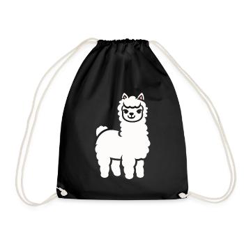 Cute little llama humor - Drawstring Bag - black - Front