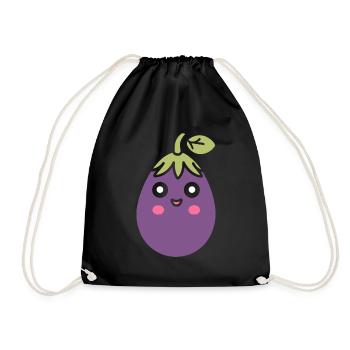 Aubergine - Turnbeutel - Schwarz - Vorne