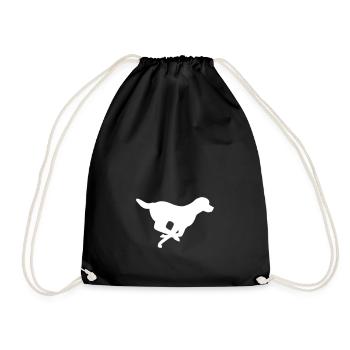 Dog running chasing turbo gift - Drawstring Bag - black - Front