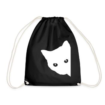 Katze Gesicht Weiß - Turnbeutel - Schwarz - Vorne